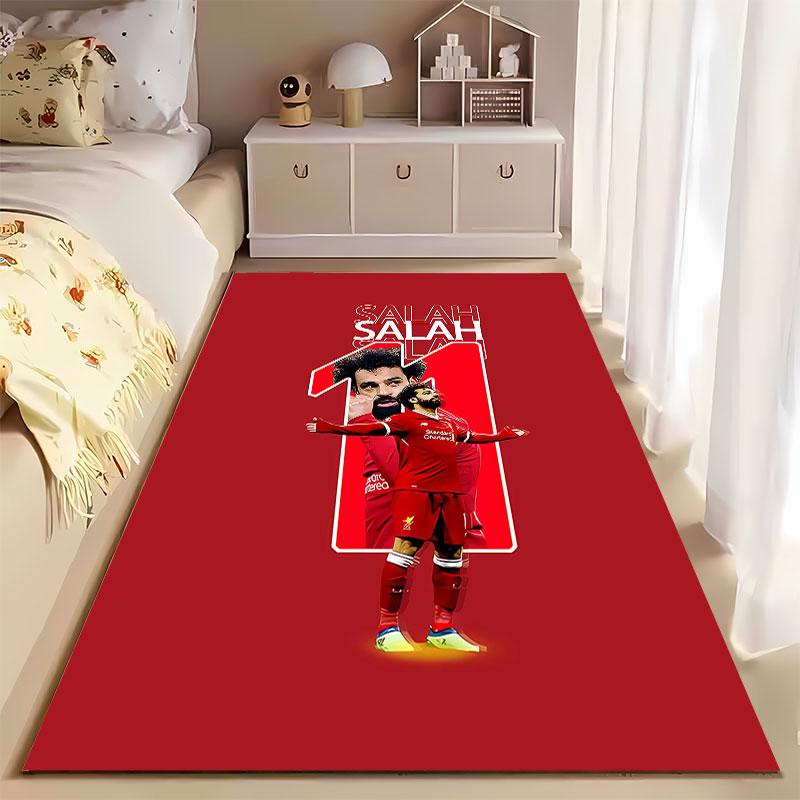 Red Soccer Star Design Carpet Suitable As a Non-slip Mat for the Living Room or Bedroom Sofa