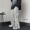 Men's American Retro Wide-Leg Jeans with Zipper Slit - Niche Design for Autumn/Winter
