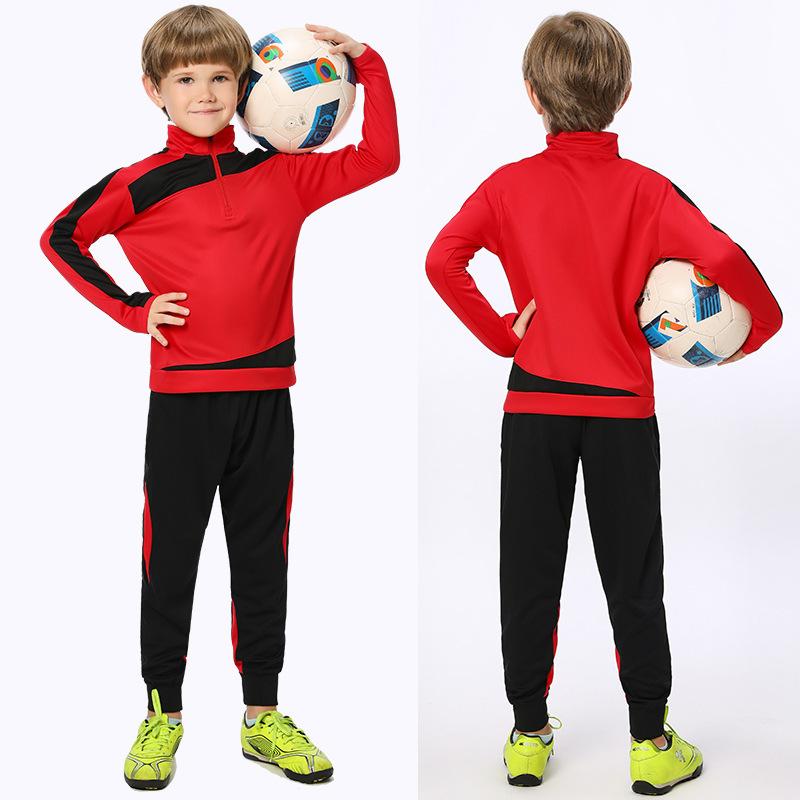 Long-sleeved Football Training Jersey Set, Children's/adult Autumn and Winter Game Jersey, Half-zip Sports Jersey Printing