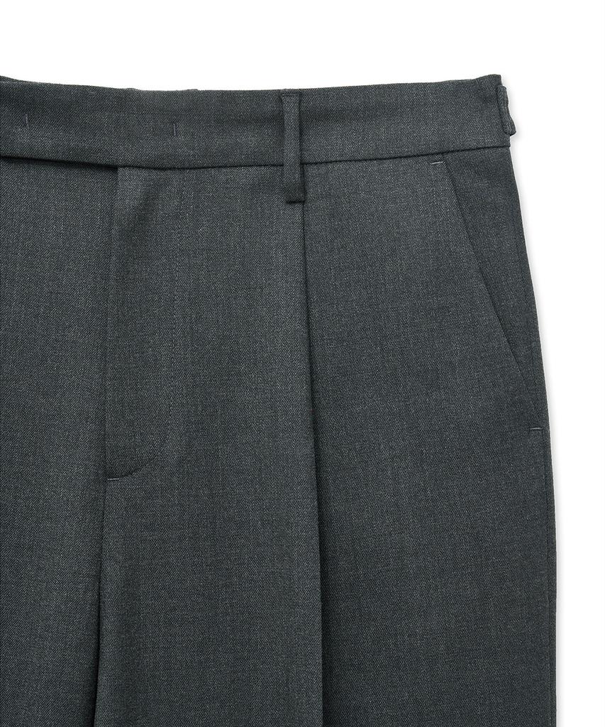 NOIRER Wool One-Tuck Relaxed Slacks (Gray)