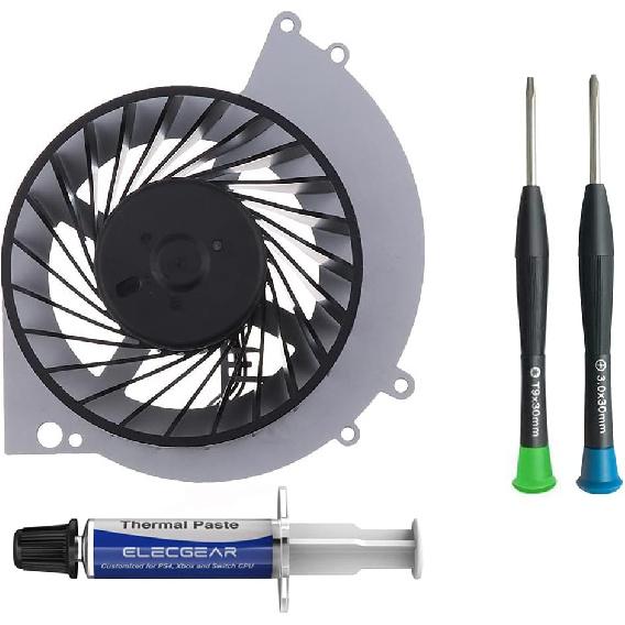 Запасной внутренний вентилятор охлаждения для PS4 CUH-1xxx – Охладитель радиатора процессора, Термопаста Arctic MX-2, Безопасный Torx TR9, Крестовая отвертка PH1