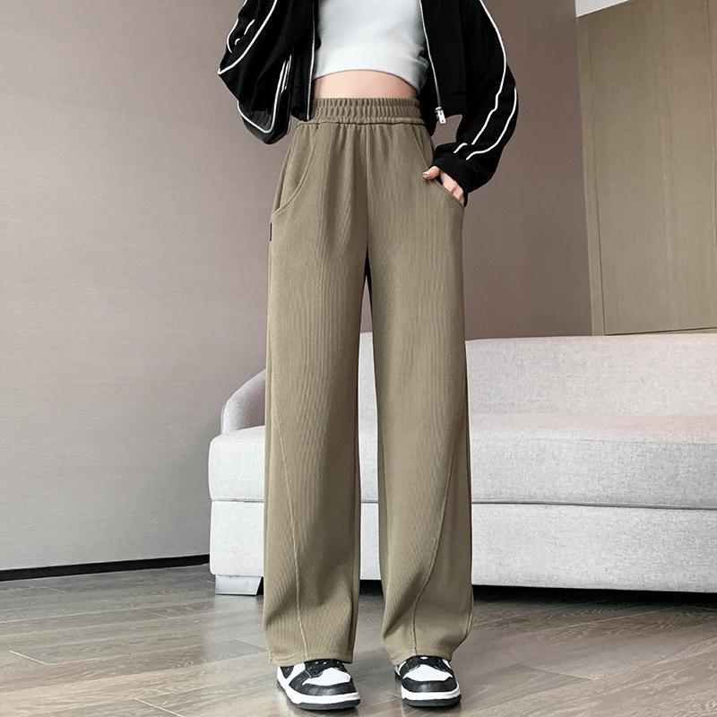 Large Size Spring and Autumn Women Pants High Waist Wide Leg Straight Pant Loose Casual Fashion Streetwear Trousers