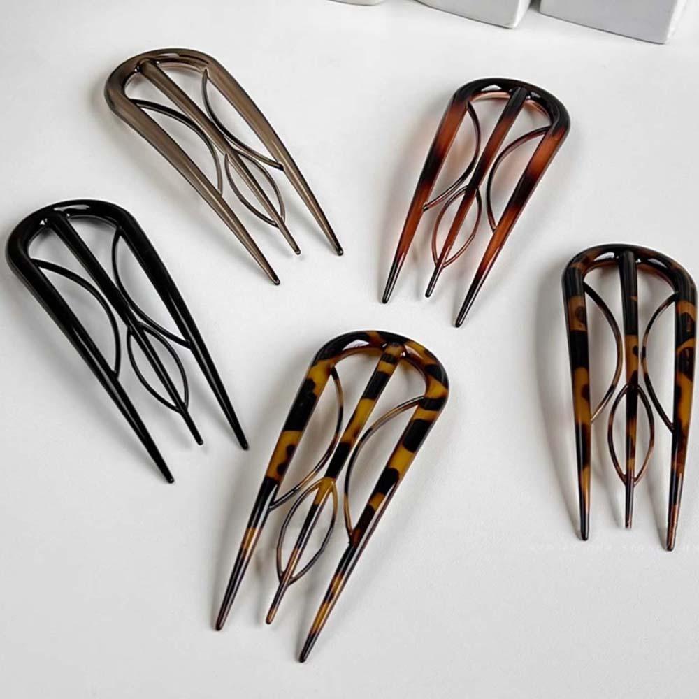 Waterproof Leaf U-shaped Hair Stick Geometric Lazy Hairpin Elegant Headwear  Girls