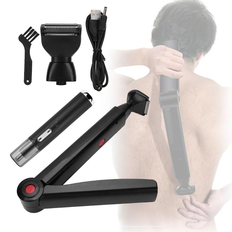 Nastavitelný odstraňovač chloupků na zádech s prodlužovací rukojetí 46 cm a otočnou hlavou o 180° pro hladké oholení