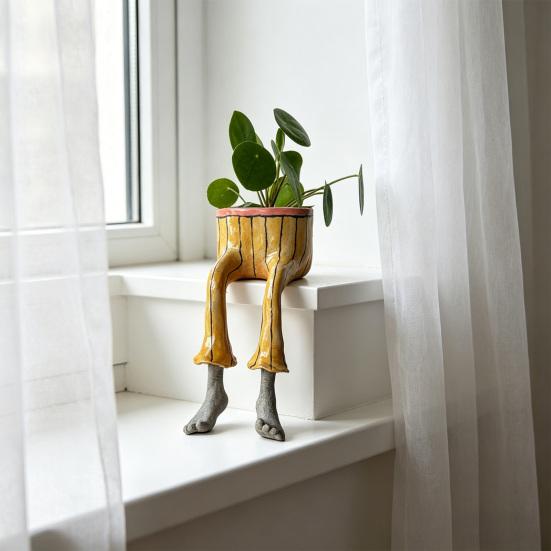 Flowerpot Lower Body Design Resin Mini Planter Flower Plant Pot Ornament Indoor Outdoor Table Wall Decoration