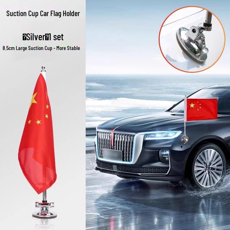 Magnetic Five-Star Red Flag Decoration with Suction Cup – Ideal for Cars, Motorcycles, Weddings, and National Day Celebrations.