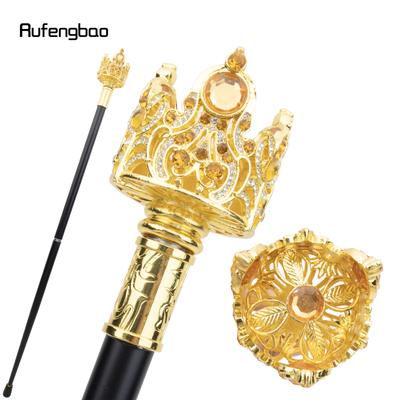 Gouden Kroon Kunstmatige Diamant Wandelstok Mode Decoratieve Wandelstok Gentleman Elegant Cosplay Stok Bisschopsstaf 90cm