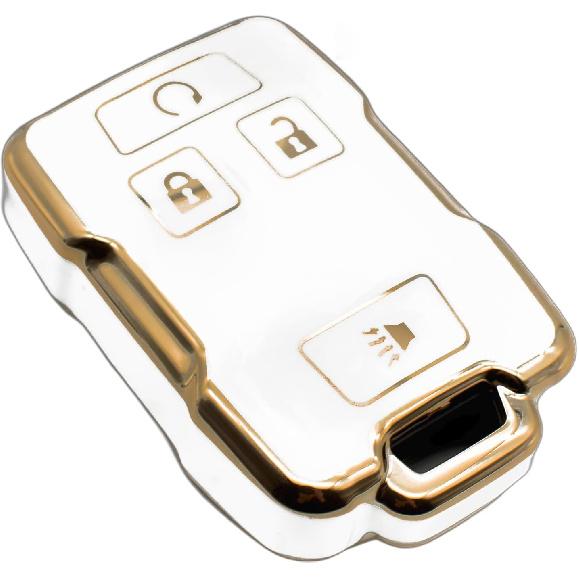 FEYOUN Key Fob Cover Compatible with Chevy Chevrolet Colorado Silverado Suburban Tahoe GMC Canyon Sierra 1500 2500 3500 HD TPU Remote Keyless Key Fob