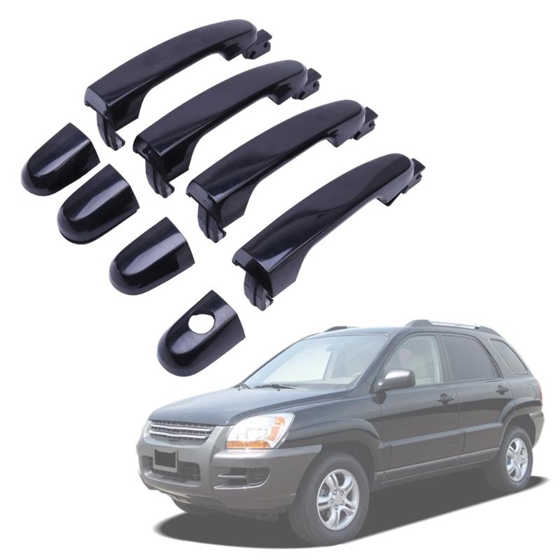 4Pcs Car Door Handle Set with Black Exterior Pieces Referencing 82651-1F010, 82661-1F010, 83651-1F010 and 83661-1F010 for Position Matching
