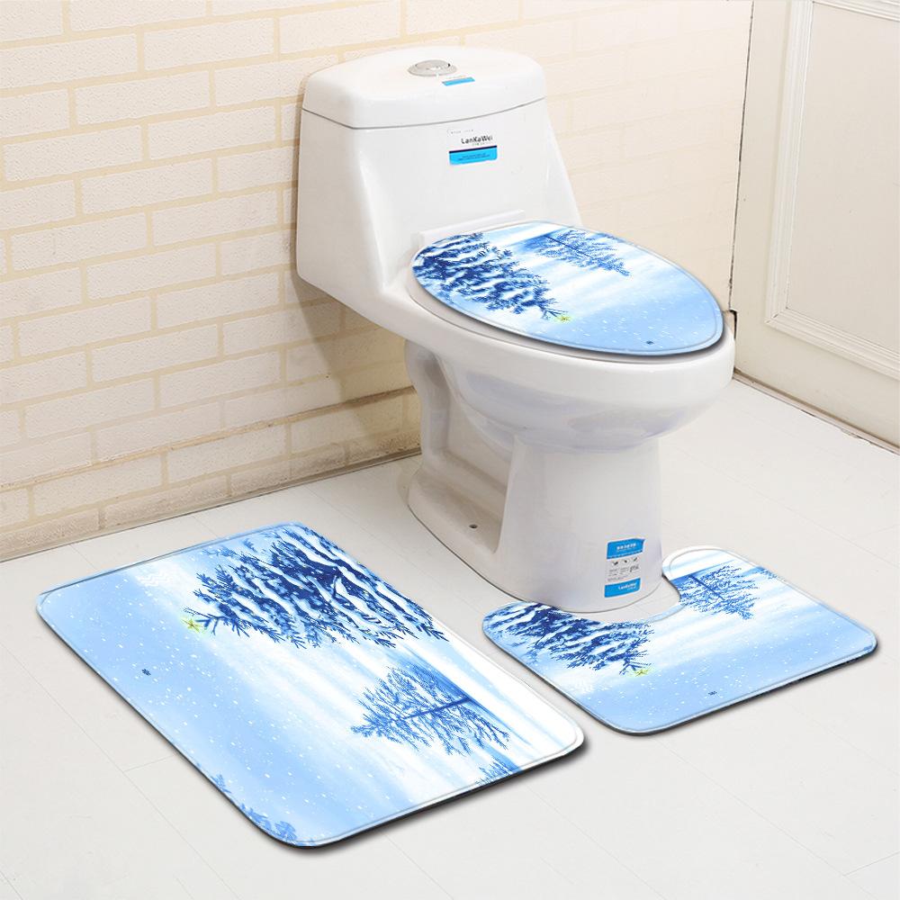 Christmas Bathroom Floor Mat Toilet Three-Piece Set