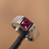 Women's 925 Sterling Silver Ring Princess Cut Red Ruby Gemstone Statement Band For Engagement & Anniversary Wear