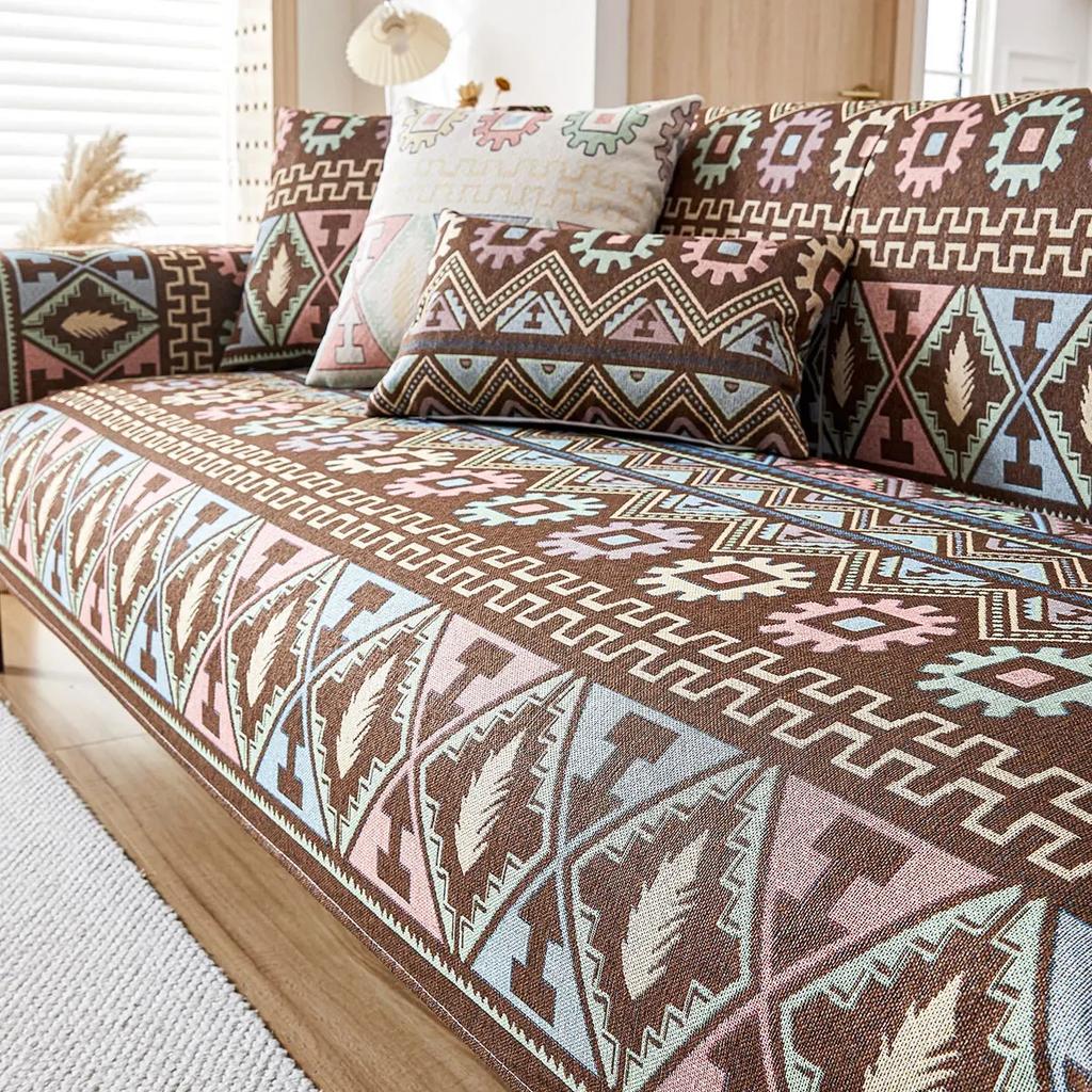 Four Seasons Universal Non-Slip Pure Cotton Fabric Cushion Simple Modern  Leather Sofa Cover Cover ClothSofa Cushion Cotton