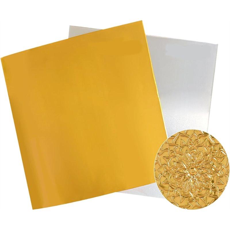

For Crafts, Card Making& Decor Embossing Foil Sheets, Gold& Silver 20 Pack 6X6in Aluminum Metal For Tooling, Engraving