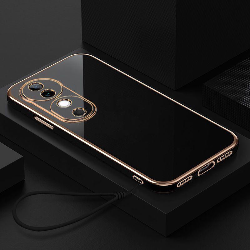 Pentru Husă Vivo V40 Husă Telefon Vivo V40 Margine Dreaptă Galvanizare Galvanizare Rezistent la Șocuri Silicon Acoperire Moale