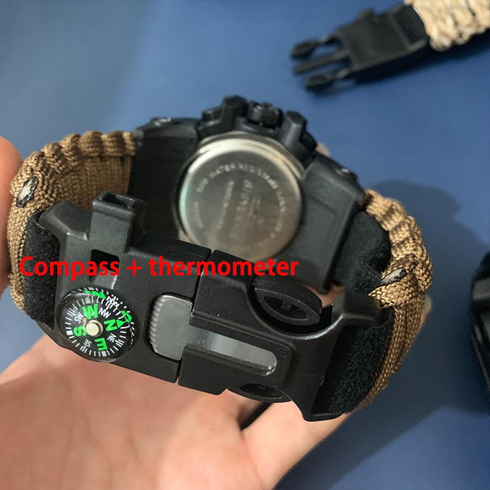 SHIYUNME Militäruhr mit Kompass, wasserdichte Herren-Sportuhr, Herren-LED-Quarz-Dual-Display-Uhren, Outdoor-Camping-Kompass-Thermometer