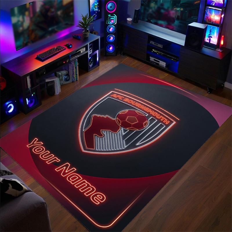 Crystal Velvet Rug Bournemouth Football Print Custom Name Text Floor Mat Home Decor