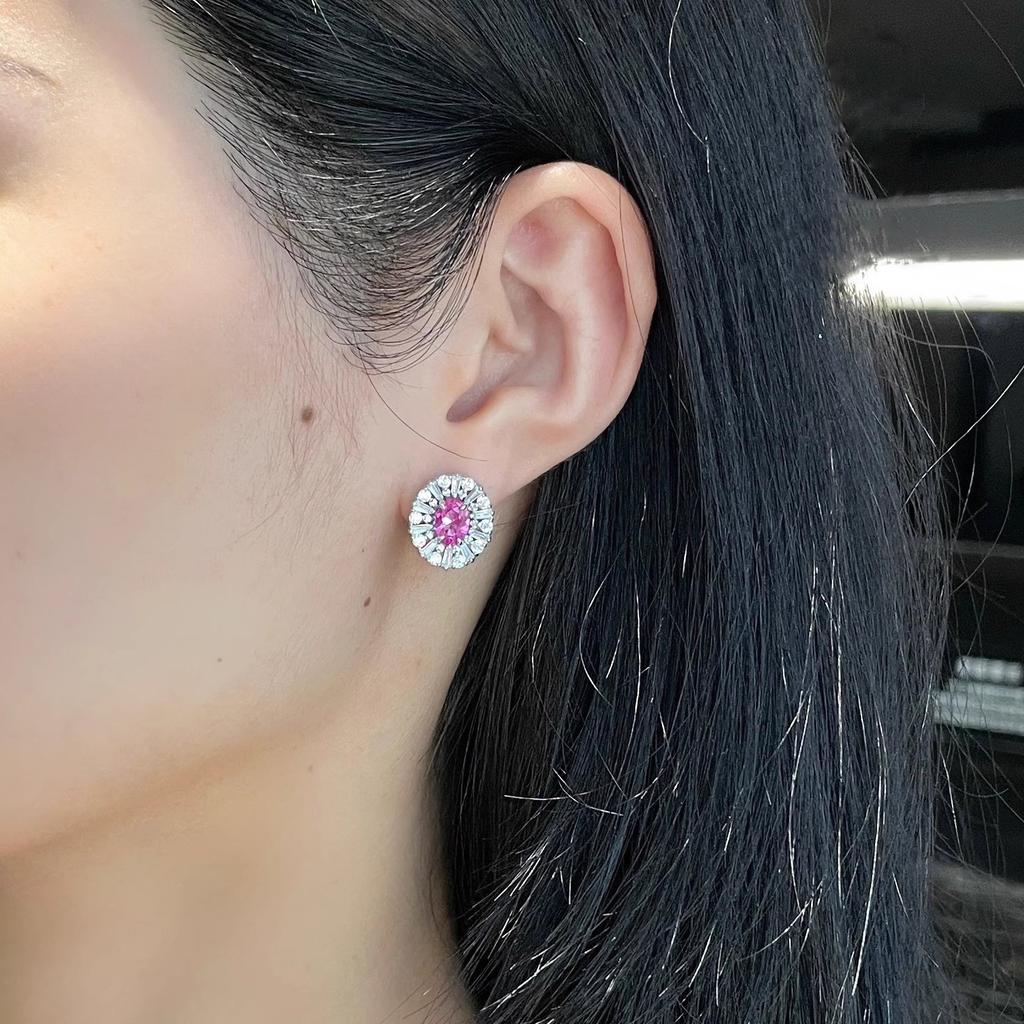 Light Luxury Small Fresh Pigeon Blood Ruby Pendant Necklace High Carbon Diamond Ring Red Corundum Stud Earrings Temperament Color Treasure Set