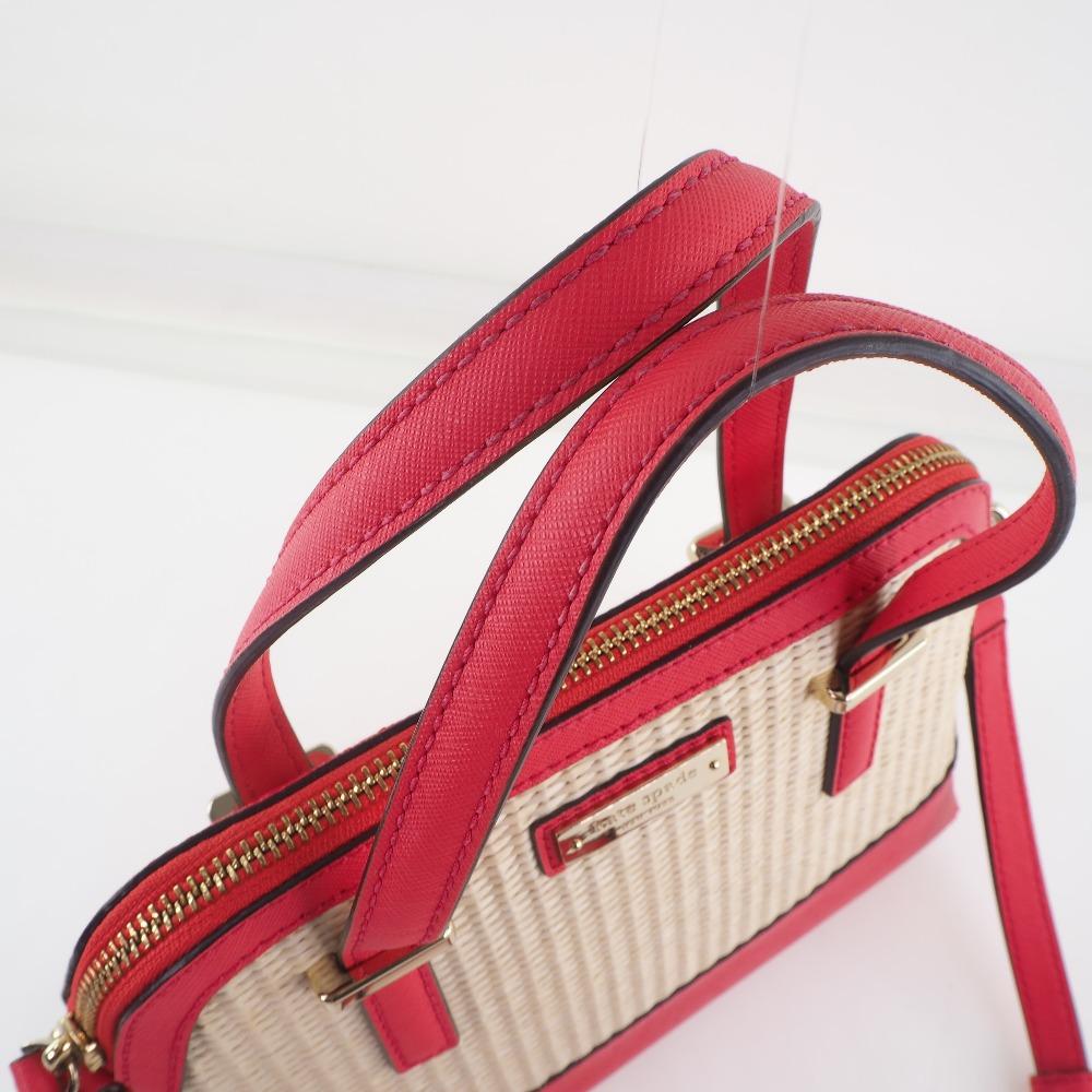 Kate Spade CEDAR STREET STRAW SMALL MAISE Shoulder Bag 2wayShoulder Red/beige leather Women Used