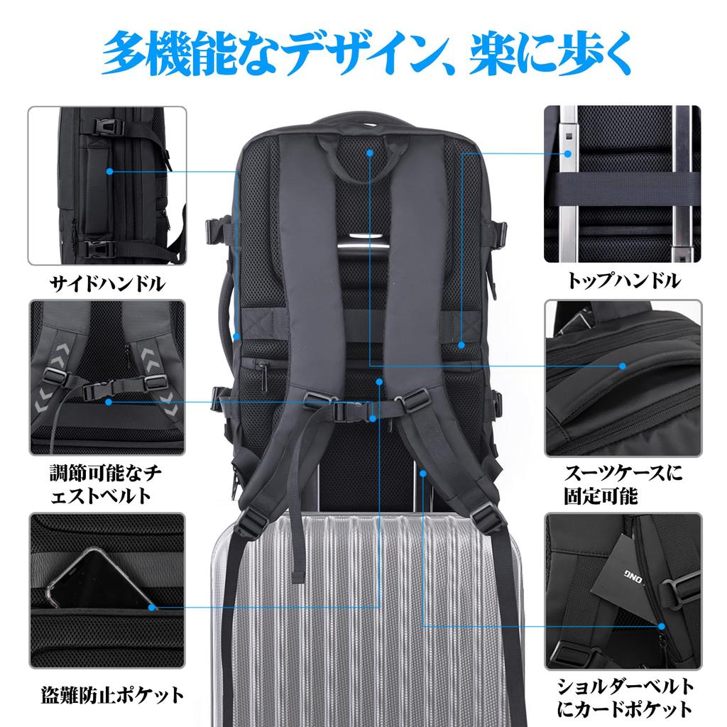 KINGSLONG Business Backpack, Expandable Capacity 25-55L, Includes Vacuum Compression Bag and Vacuum Pump, Multi-Layer Storage, Multiple Pockets,