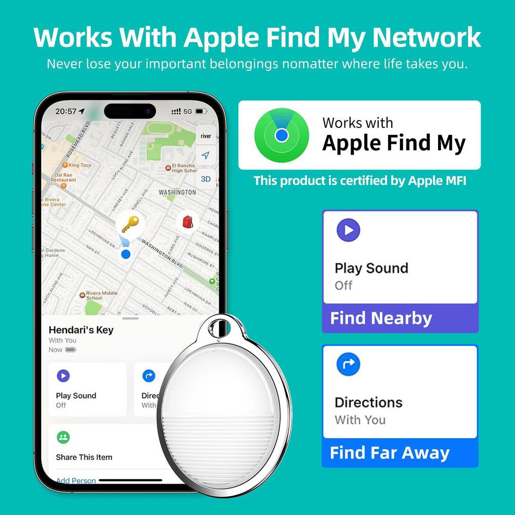 Apple Certified Bluetooth Pet Finder: Global Positioning & Anti-Loss Device, Compatible with Find My.