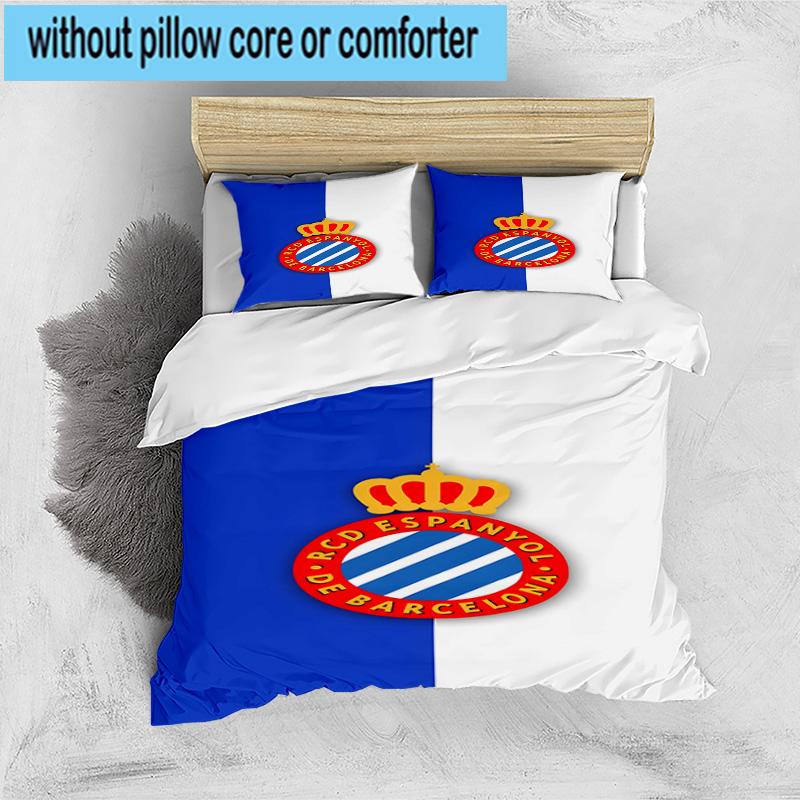 3PCS Football Espanyol Design Bedding Set,Including 1pc Duvet Cover And 2pcs Pillowcases Perfect for Bedroom, Dormitory, Fan Christmas gift