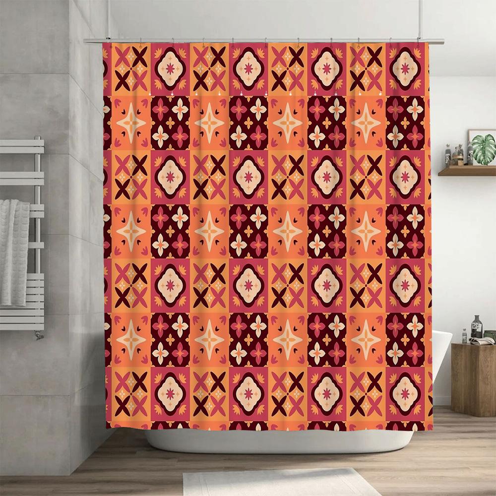 Vintage Floral Shower Curtain Botanical Pattern Waterproof Fabric Bathroom Decor Farmhouse Style Backdrop