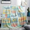 1Pc Ocean Print Flannel Blanket, High quality Comfortable for All Seasons, Home Decor, Warmth and Comfort, Perfect for Christmas Gifts W101