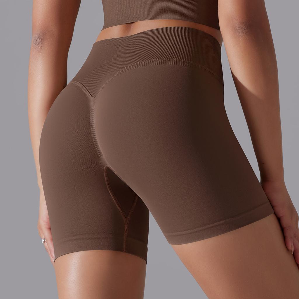 Seamless Solid-color High-waisted Hip-lifting Tight High-elastic Yoga Shorts For Sports, Running, And Fitness, Women's Three-quarter Length Pants