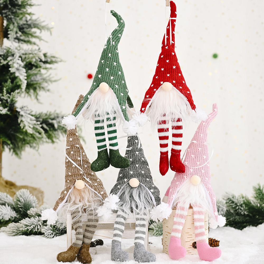 Charming Forest Santa With Lights Hanging Legs Doll For Creative Holiday Decor