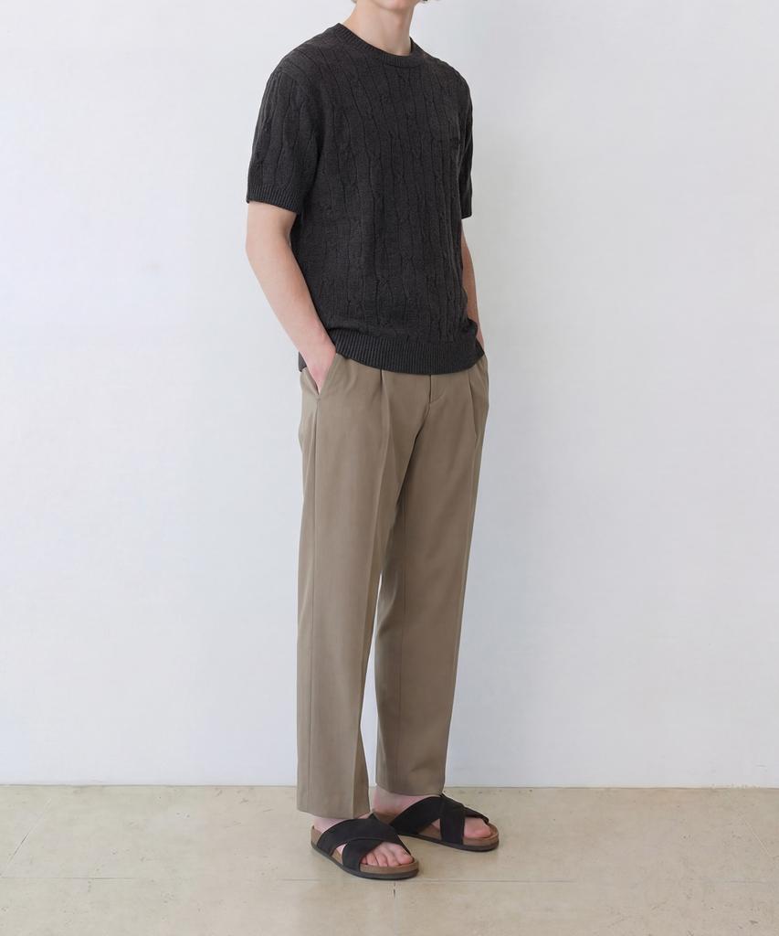 Edeunbeoleokeulleob High-Twist Linen Cable S/S Knit (Charcoal)