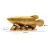Copper Arowana Dragonfish Figurine, Feng Shui Item, Good Luck Charm, Folk Craft, Business Success, Prosperity, with Red String Bracelet