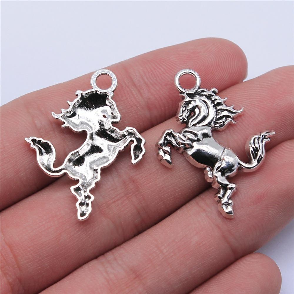 20pcs Running Horse Charms For Jewelry Making Tibetan Bronze Silver Color Pendants Antique Jewelry Making DIY Handmade Craft