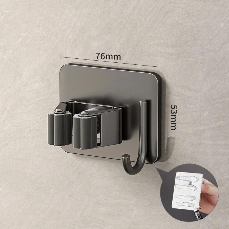 Wandmontierter Mopp-Organizer Clips Selbstklebend Badezimmer Mopp-Haken Halter Gestell Haken 304 Edelstahl Mopp-Clip Klemme