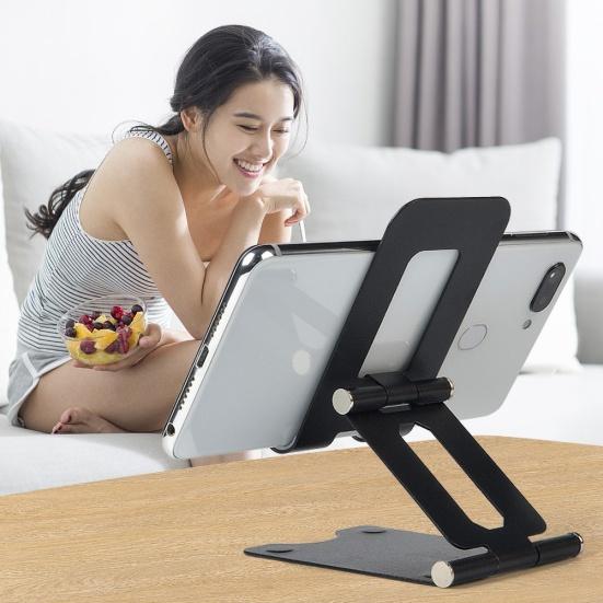 Universal Double Folding Cell Phone Tablet Adjustable Desk Holder Stand Bracket