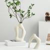 Yousheng 2 Pcs/Set Ceramic Vases Irregular Circular Cross Modern Boho Vase Minimalist Nordic Style Flower Vase for Tabletop Shelf Home Decor