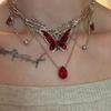 Multi Layer Chain Necklace Jewelry With Enameled Butterfly And Delicate Tassels Adjustable Length Neckchain Accessory