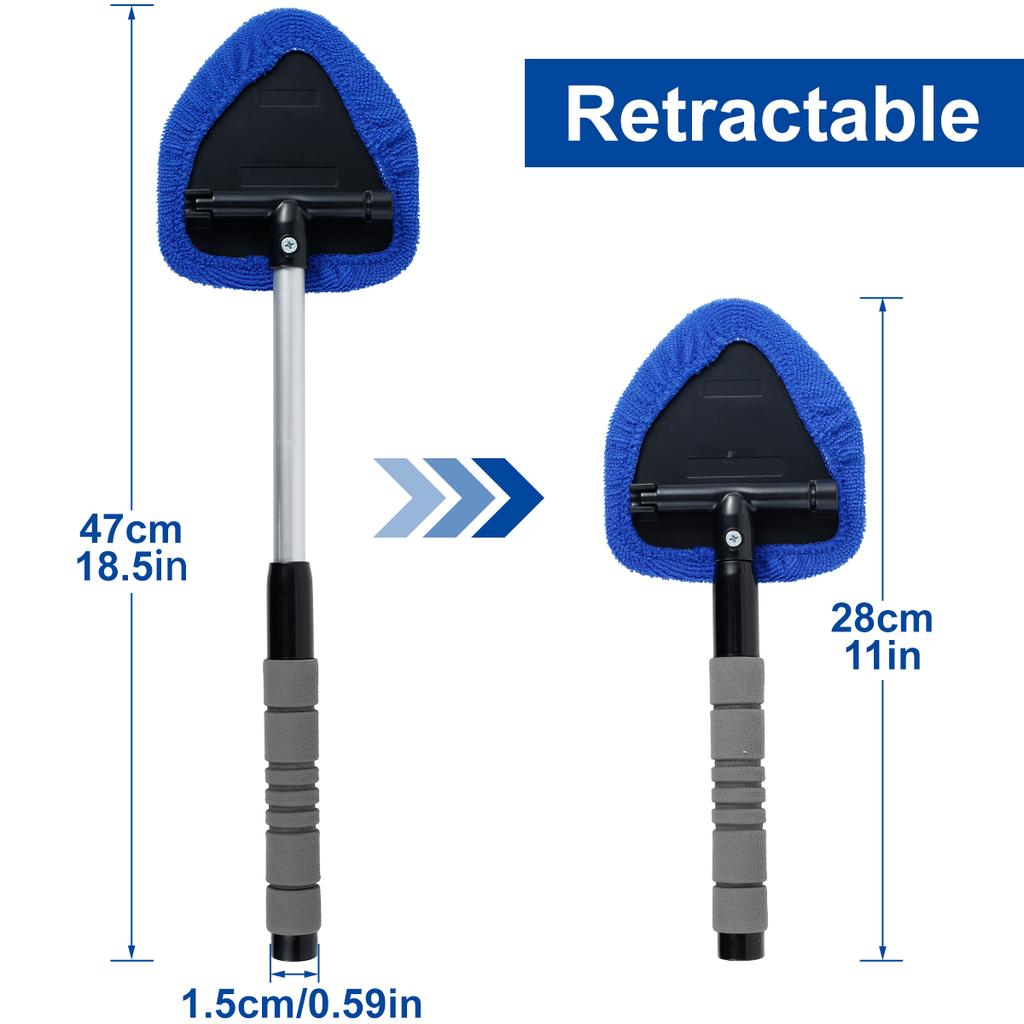 Perie pentru curățarea parbrizului mașinii Instrument extensibil pentru curățarea parbrizului, cu cap rotativ de 180°, telescopic, anti-aburire, kit de curățare automată a geamurilor