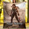 Custom Name Tomb Raider Theme Printed Blanket - Perfect for Couch, Bed, Travel & Outdoor Use | Machine Washable, Cozy & Durable.