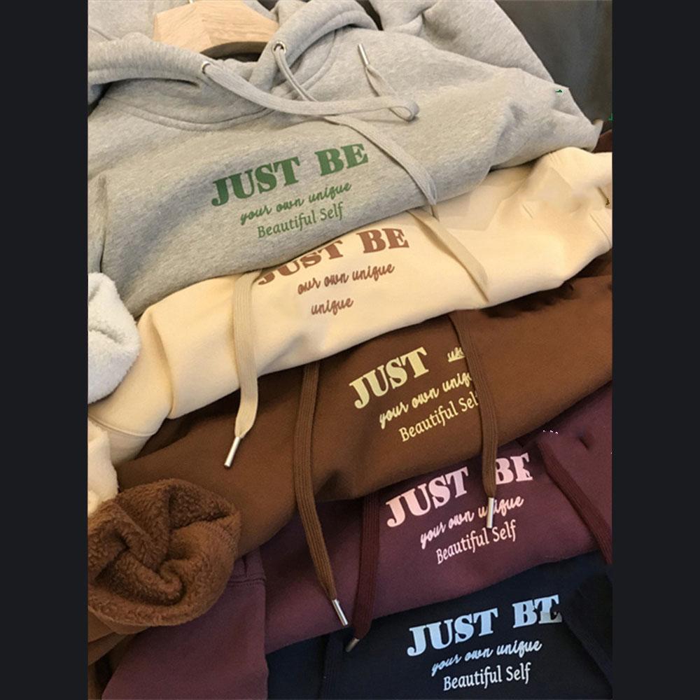 Women Long Sleeve Hooded O Neck Loose Pullovers Female Tops Solid Color Sweatshirts