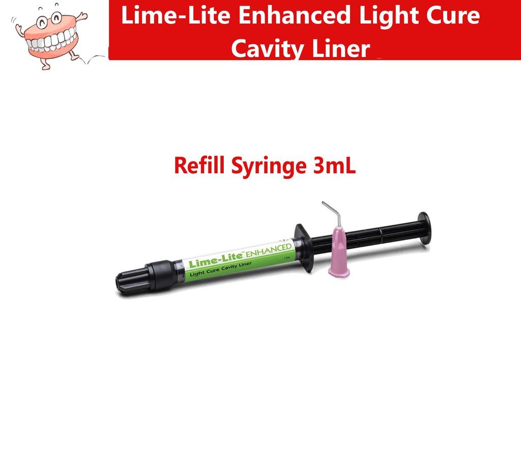 Dental Lime-Lite Enhanced Light Cure Cavity Liner - Refill Syringe 3mL Pulpdent