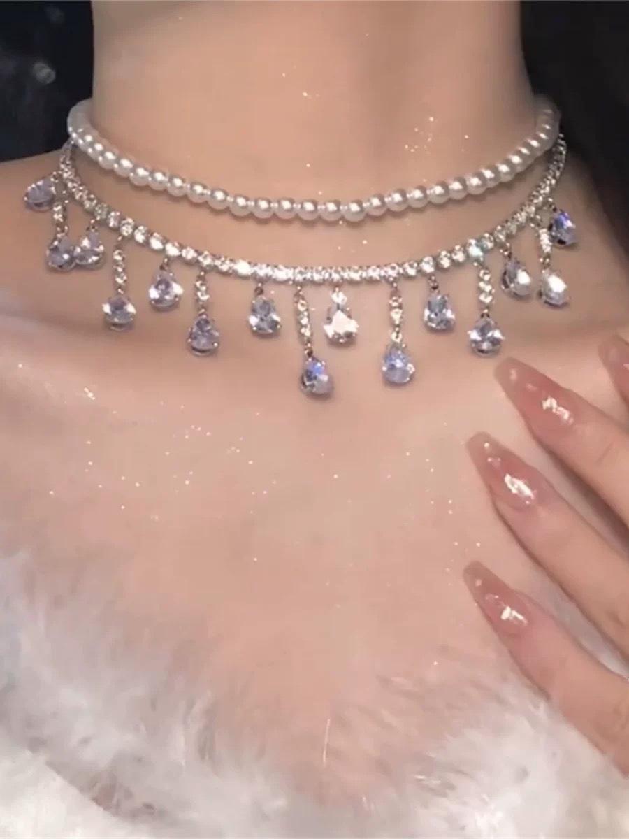 

Ретро Жемчужное Многослойное Ожерелье с Подвеской - Элегантная Легкая Роскошная Цепочка на Ключицу для Женщин