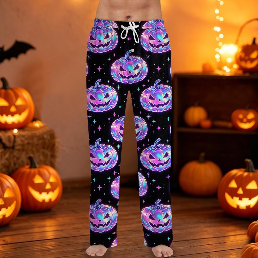Men's Halloween Print Drawstring Lounge Pants Casual Sleepwear Soft Comfortable Fit Relaxed Style
