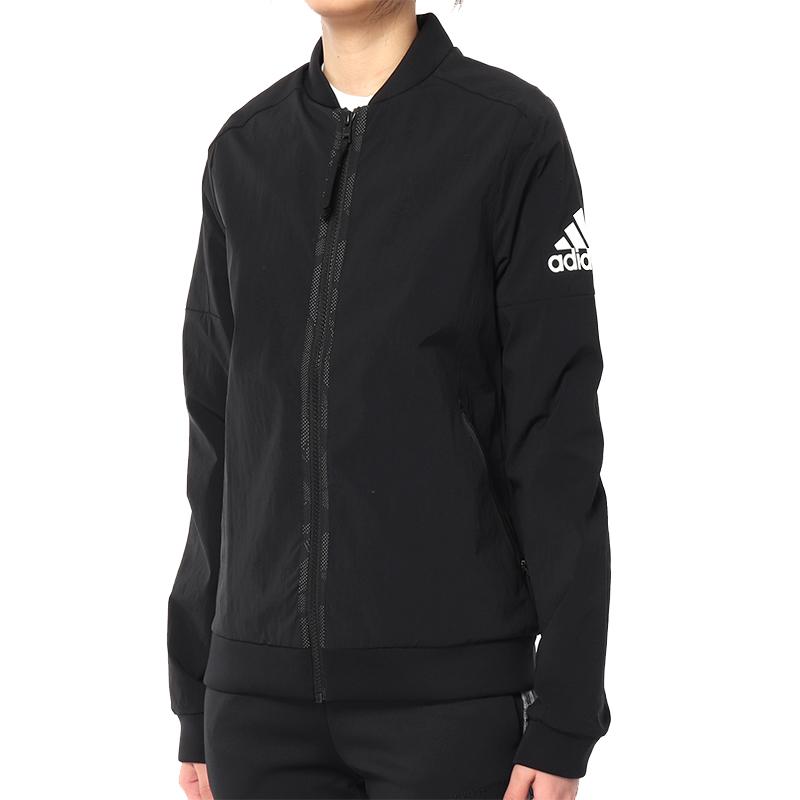 adidas Stand Collar Windproof Casual Versatile Long Sleeve Jacket Women Jacket Black DM5270