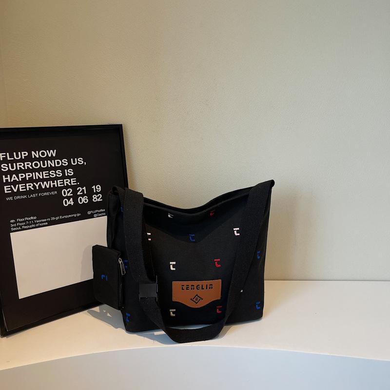 Large Capacity Canvas Hobo Bags Women's Casual Versatile Shoulder Crossbody Bag College Student Class Commuting Tote Bag