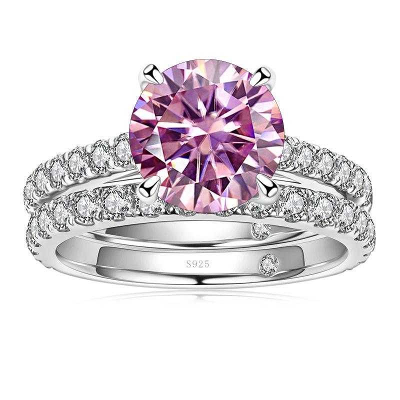 Bague Ringen Inel de lux Moissanite Culoare D 3.0 Ct Bijuterii pentru femei din argint 925 cu design cu patru gheare Seturi de mireasă pentru nuntă