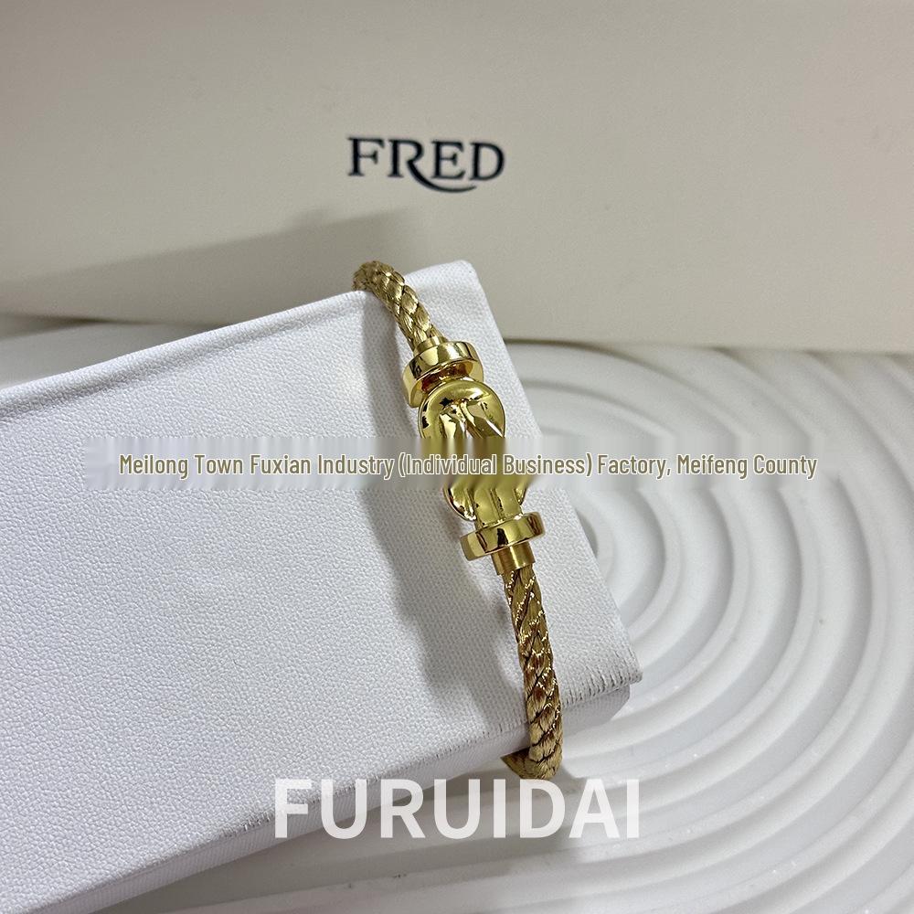 Fei Family Diamond Horseshoe Bracelet: Zodiac-Themed DIY Steel Wire for Couples
