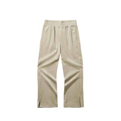 Loose High-Waisted Solid Color Warm Wide-Leg Straight Knit Sports Pants Women Bottoms Walnut-Khaki 162447313N-1