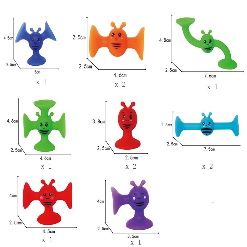 Suction Cups Children Toy Silicone Pieces Games Build Block Suction Bath Toy Sensory Fidget Sucker Toy for Kids 2 To 4 Years Old