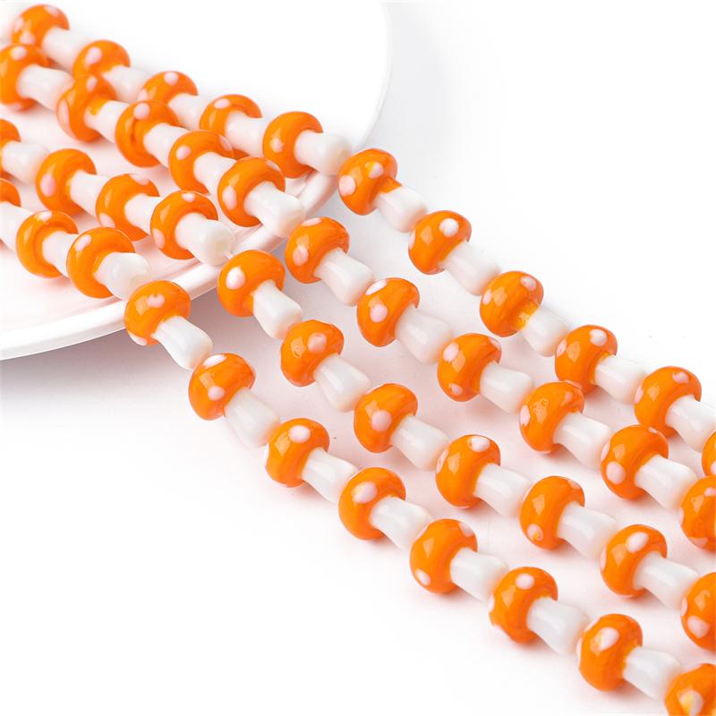 5-25Pcs Glazed Mushroom Glass Beads For DIY Jewelry Making Necklace Bracelet Earrings Craft Accessories