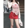 Summer style hot girl short skirt slim slimming slip dress + sunscreen cover-up T-shirt suit for women